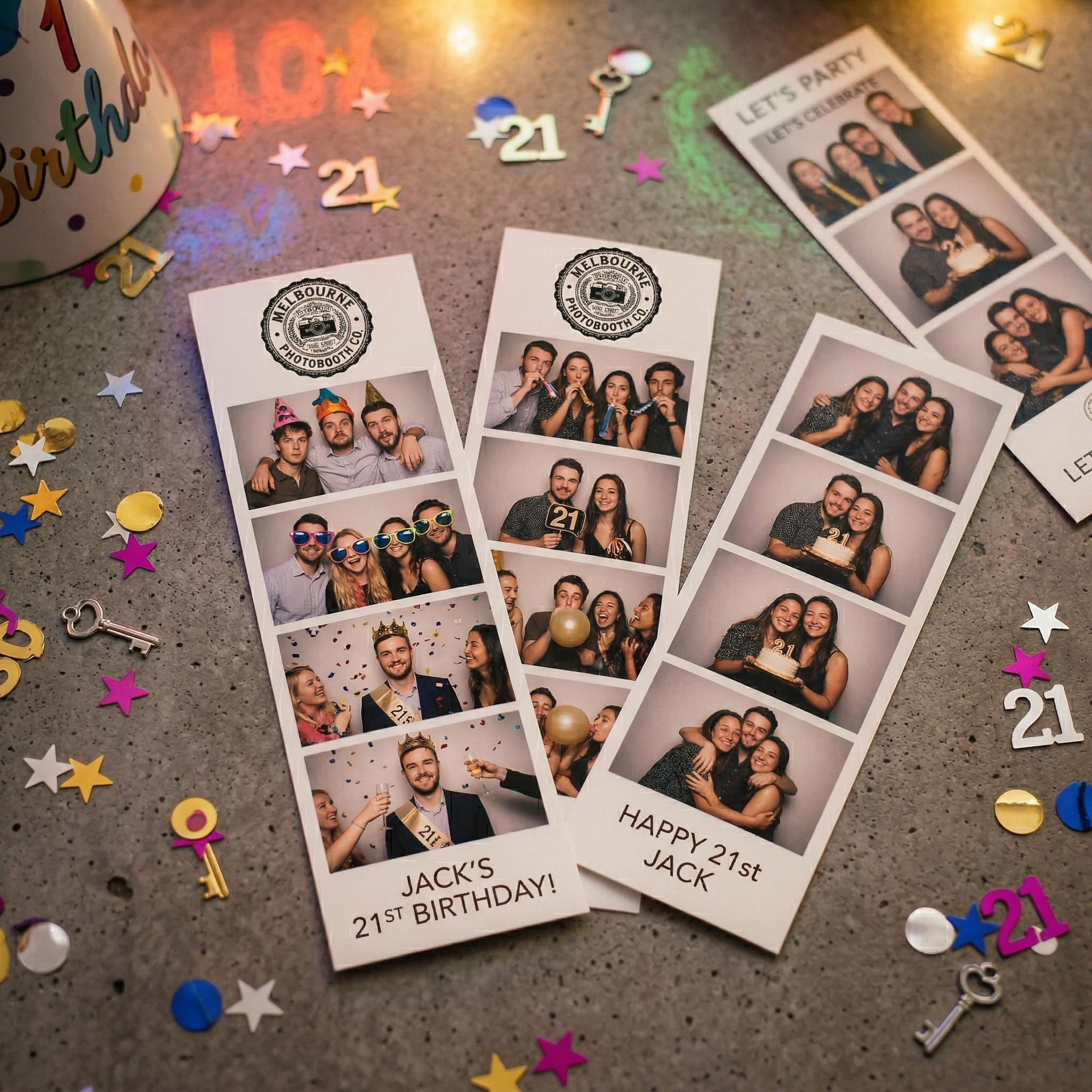 21st birthday photo booth strips